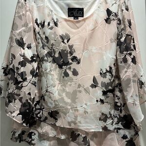 Alex Evenings Women's Layered Floral Blouse - Pink and Black